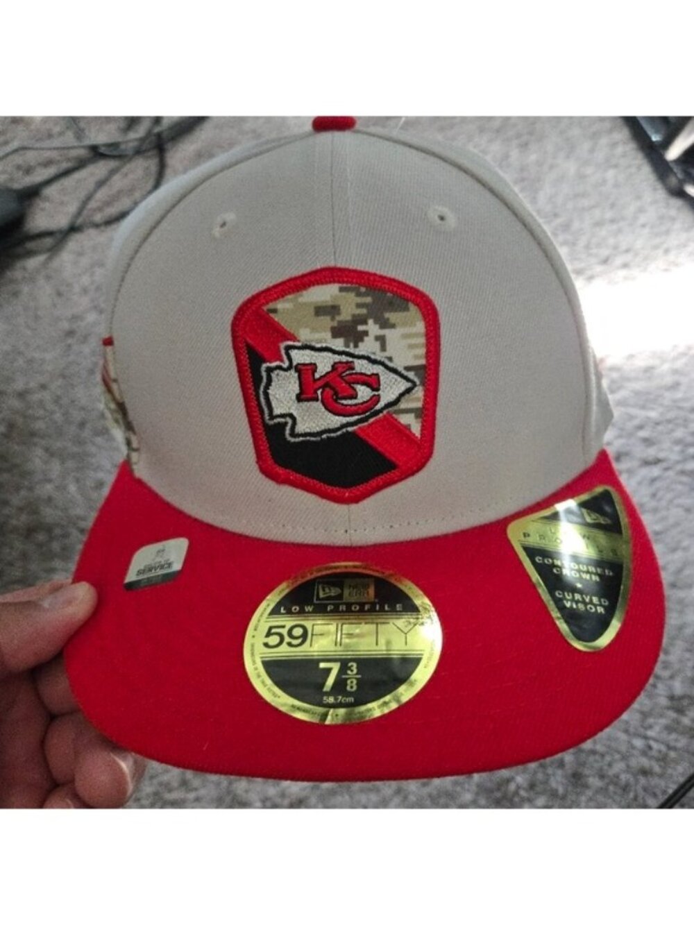 New Era Kansas City Chiefs Salute To Service 59FIFTY Hat Low Profile Size 7 3/8